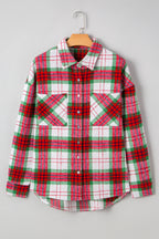 Red Christmas Plaid Casual Flannel Shacket