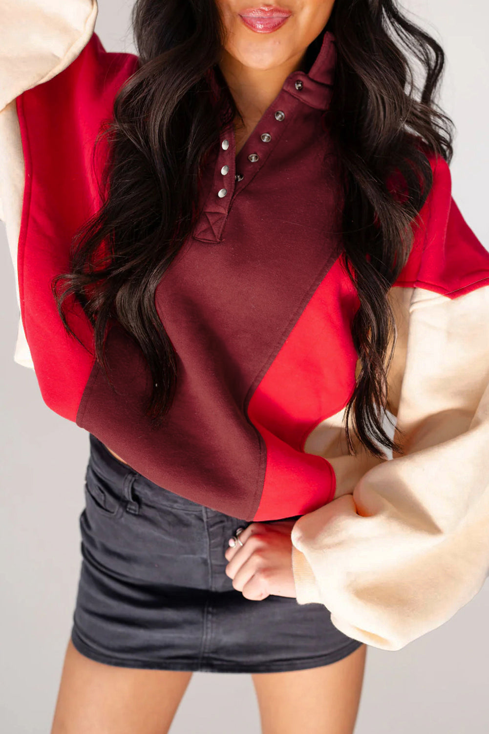 Fiery Red Oversized Sweatshirt