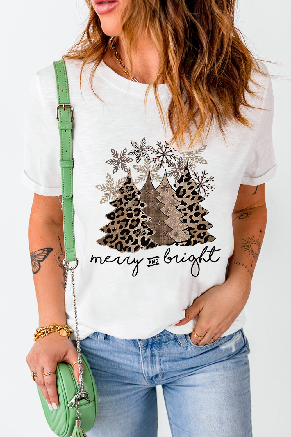 White Leopard Christmas Tree T-shirt