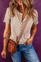 Kurzarm-Top in Haferflockenfarbe