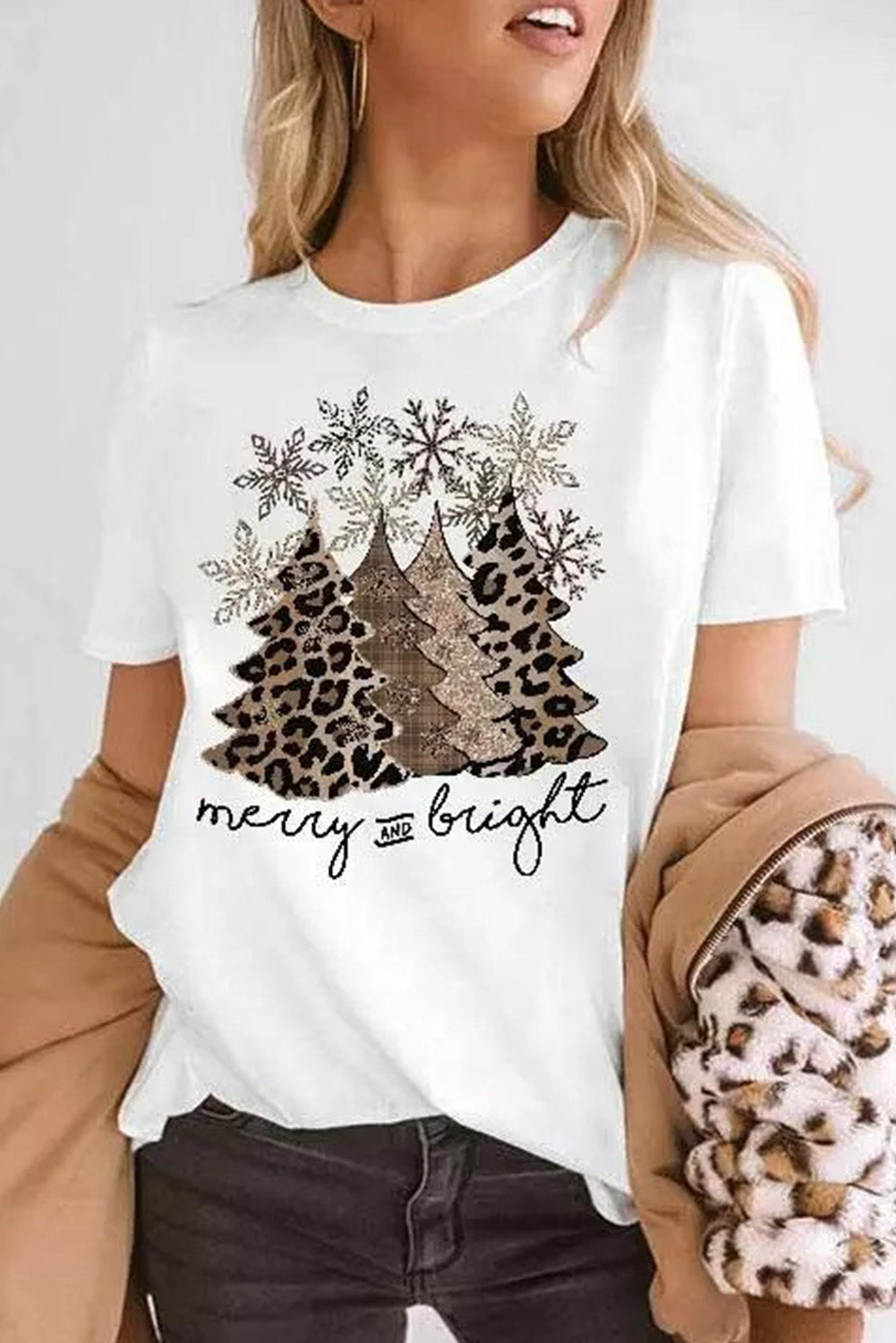 White Leopard Christmas Tree T-shirt