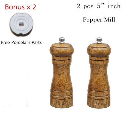 Eco-Friendly Handheld Wooden Spice Mills Set