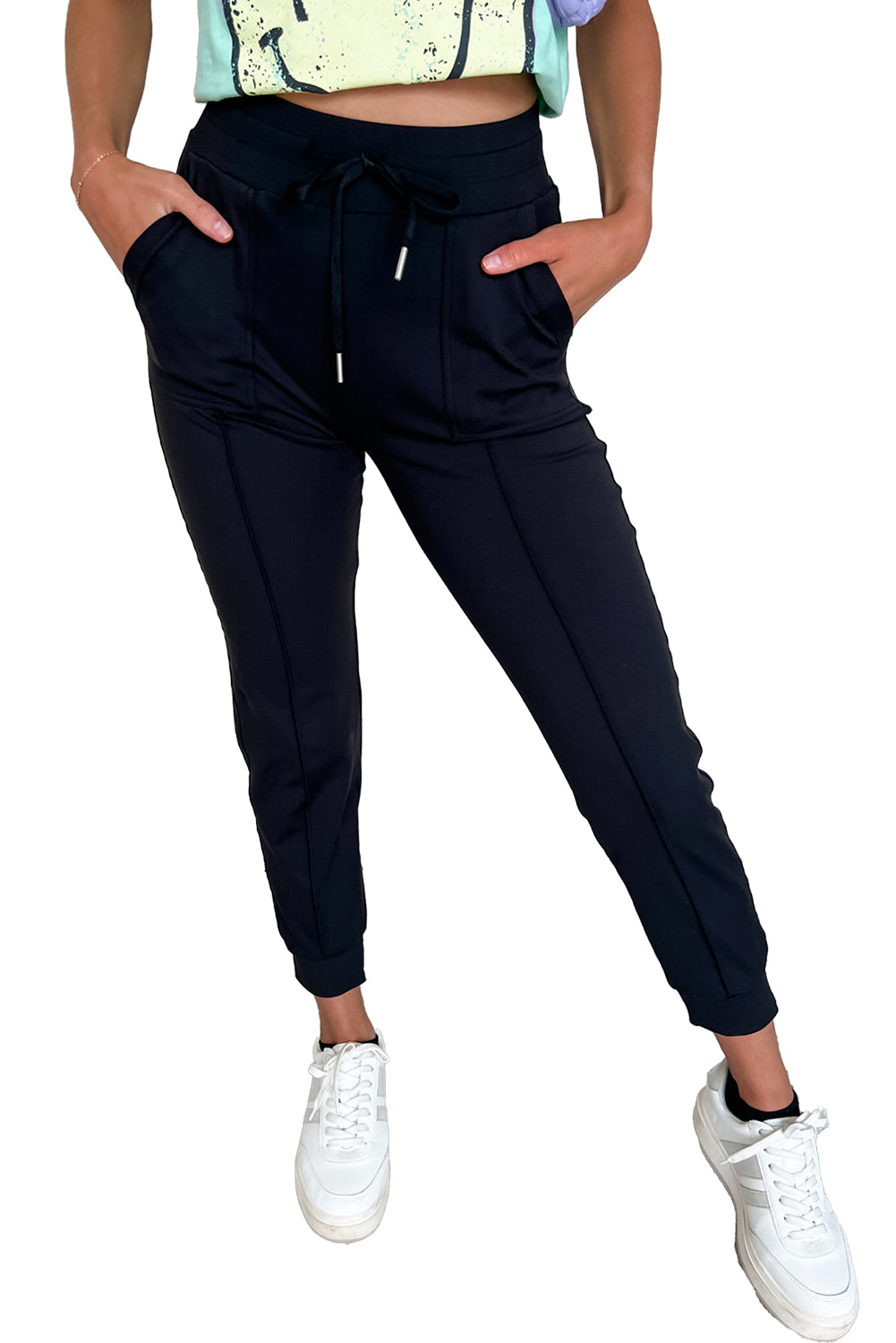 Calça Jogger Preta Skinny com Cordão