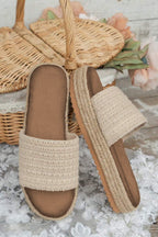 White Boho Single Band Slippers