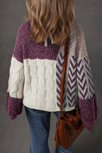 Purple Block Back Loose Fit Sweater