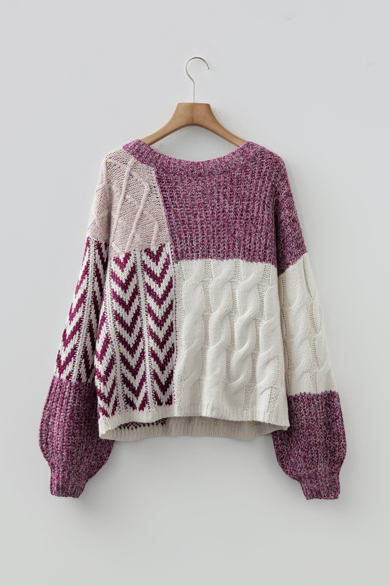 Purple Block Back Loose Fit Sweater