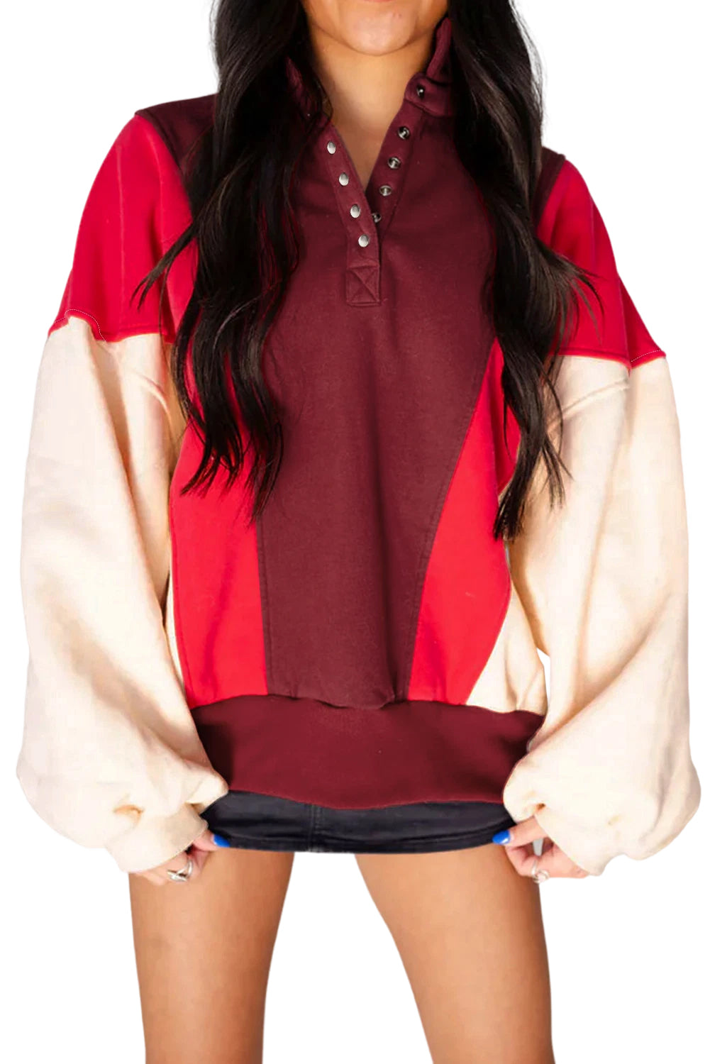 Fiery Red Oversized Sweatshirt