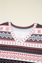 Black Retro Christmas Pattern Loose Pullover 2pcs