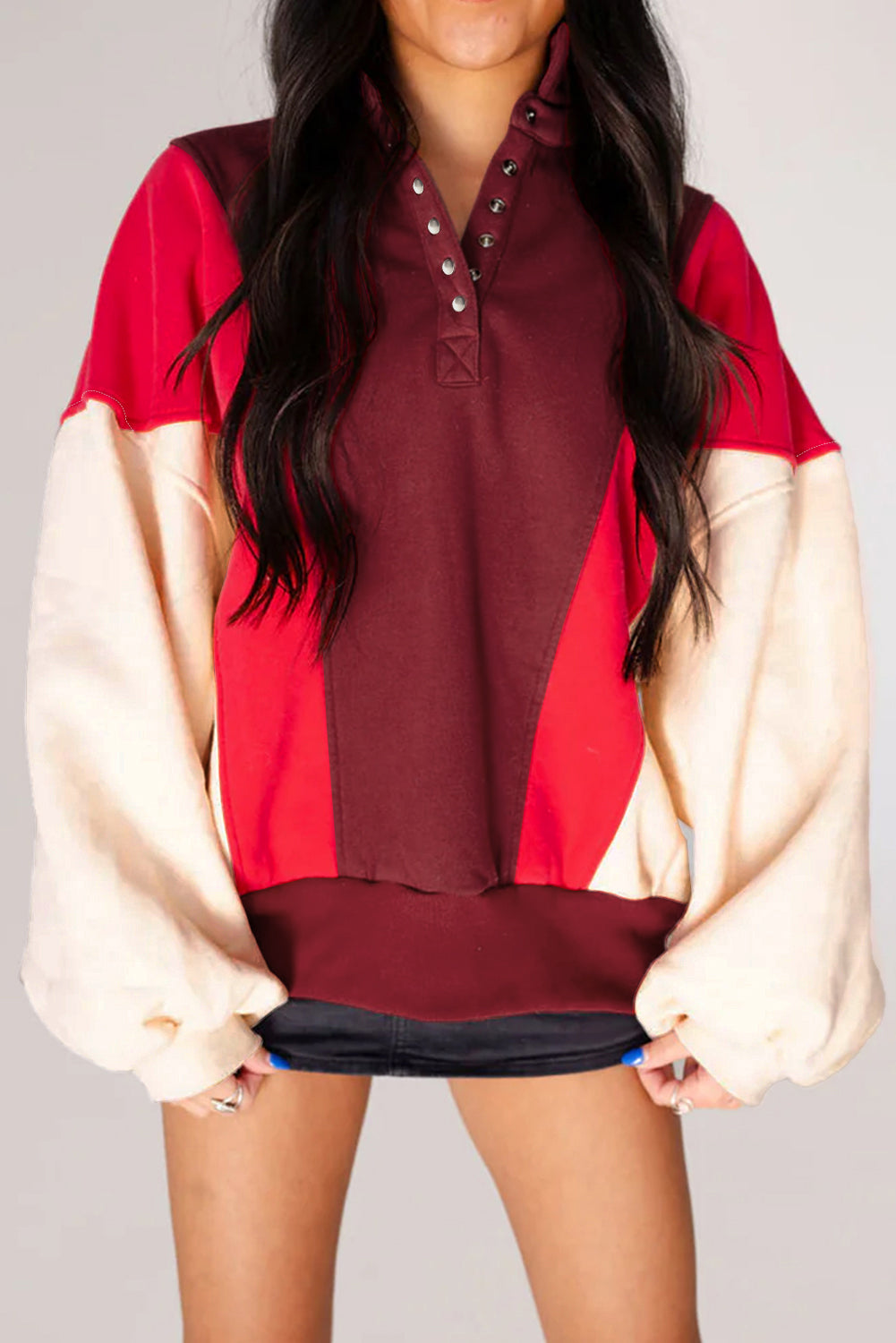 Fiery Red Oversized Sweatshirt