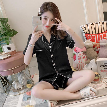 Women's Silk Solid Color Pajama Set